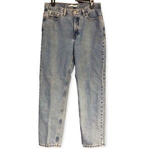 Tommy Hilfiger Sz 12 Blue Denim High Waisted Light Wash Cotton Mom Jeans